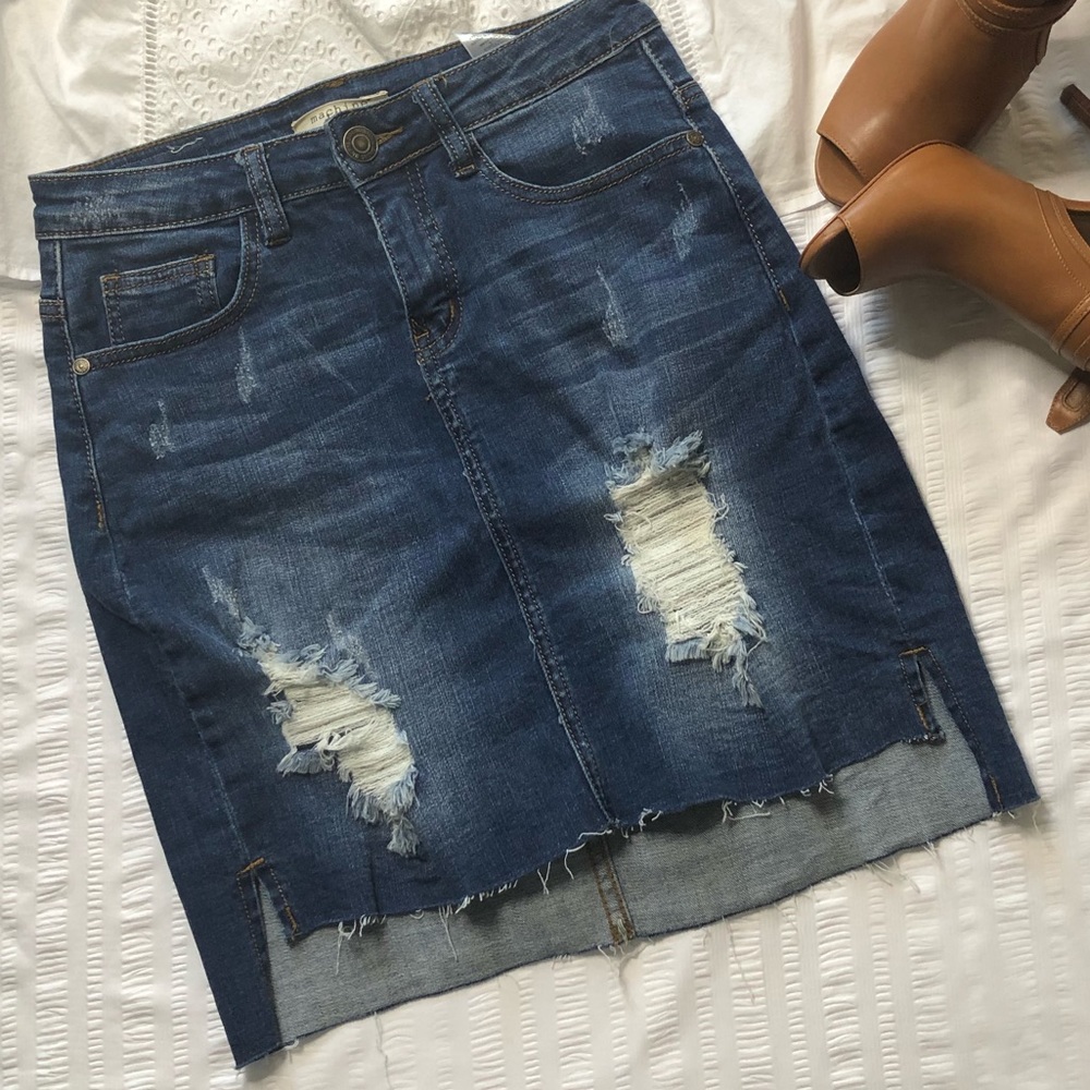 Denim Skirt (Bought with Custom Rips)